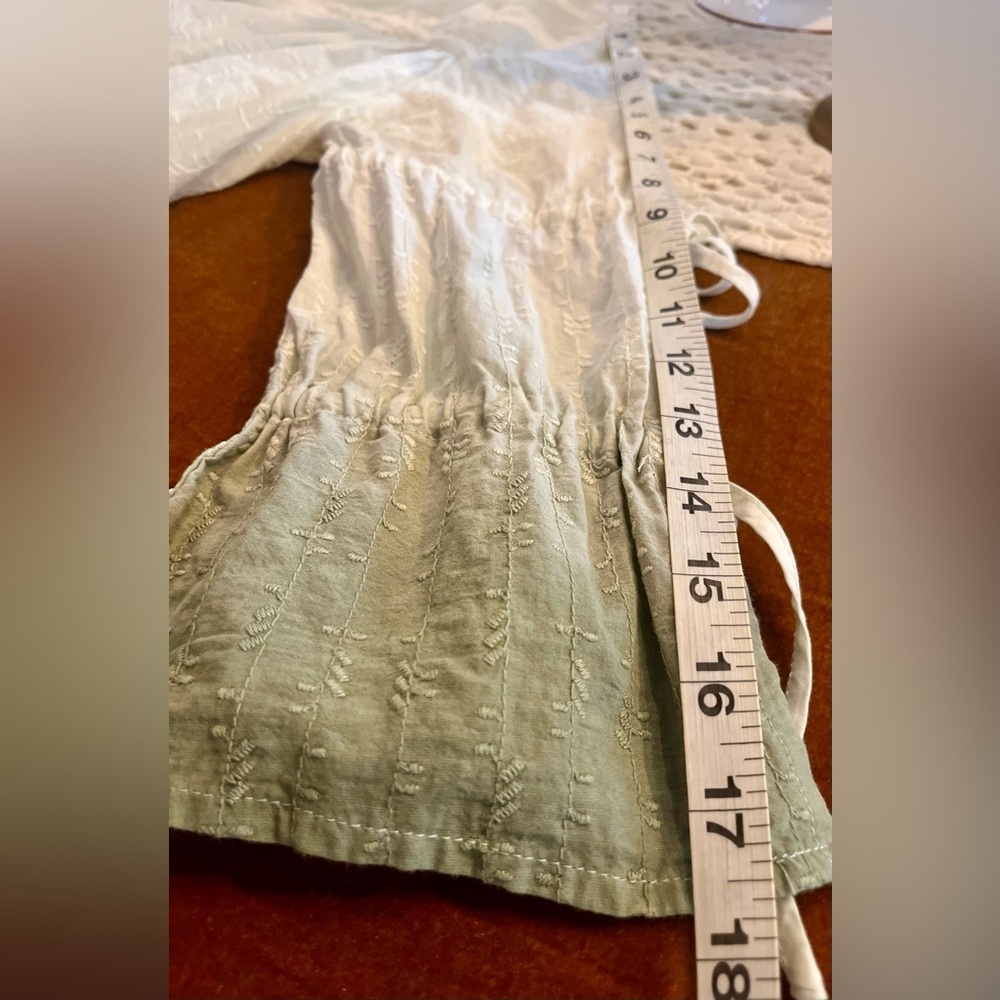 POL GRUNGE BOHO TOP SMALL NATURAL COTTON GREEN OMBRE - Picture 9 of 10